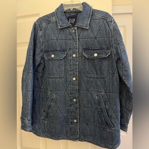 EUC GAP Blue Quilted Denim Jacket with Pockets